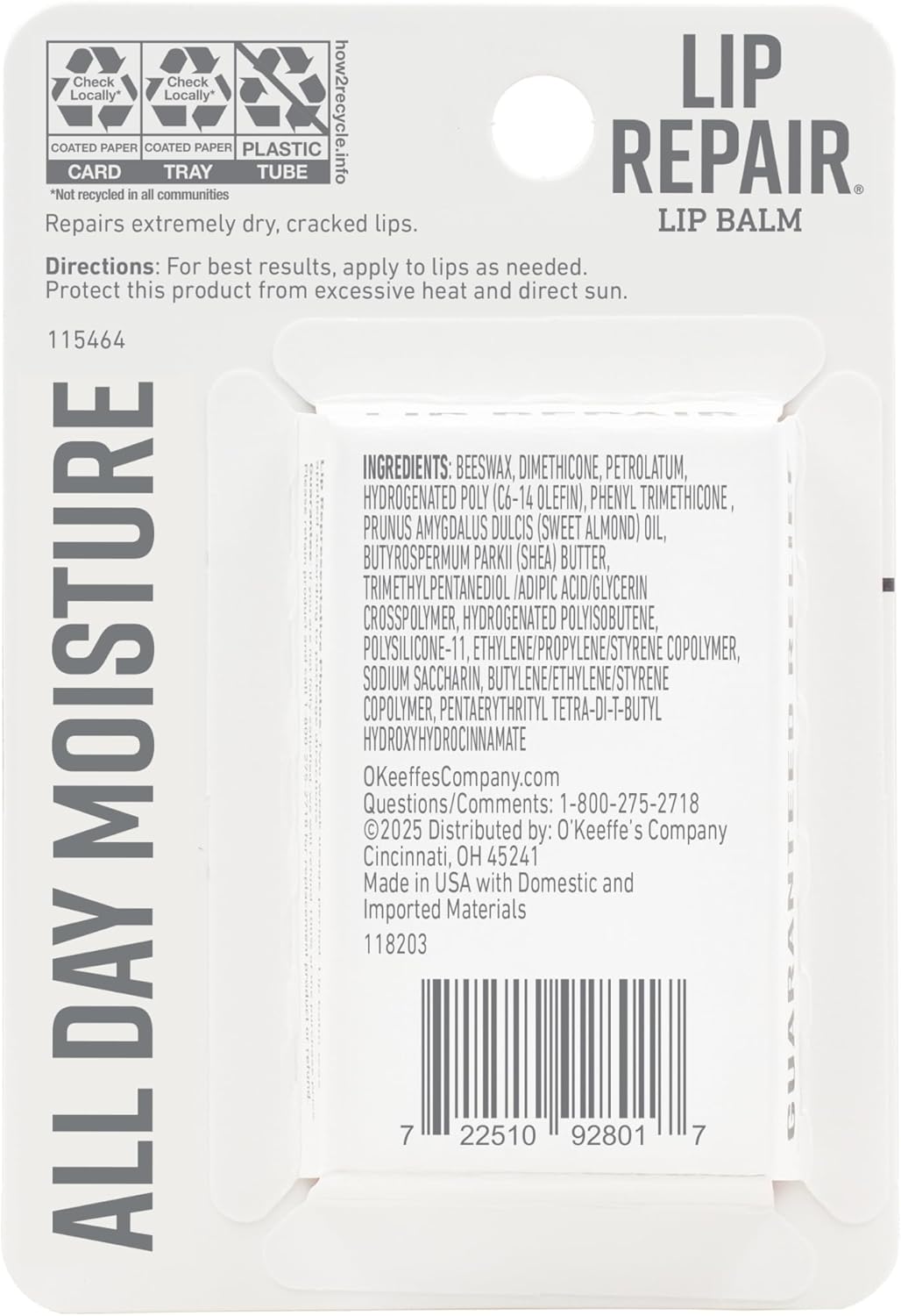 O'Keeffe's Lip Repair Unscented Balm Pair - Winter Care Package Gift for Deployment Care Boxes