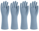 Designer Color-Coded Cleaning Gloves for Stylish Homes, 4 Pairs Natural Rubber Dish Gloves in Boho Green Purple and Blue, Flocked Interior