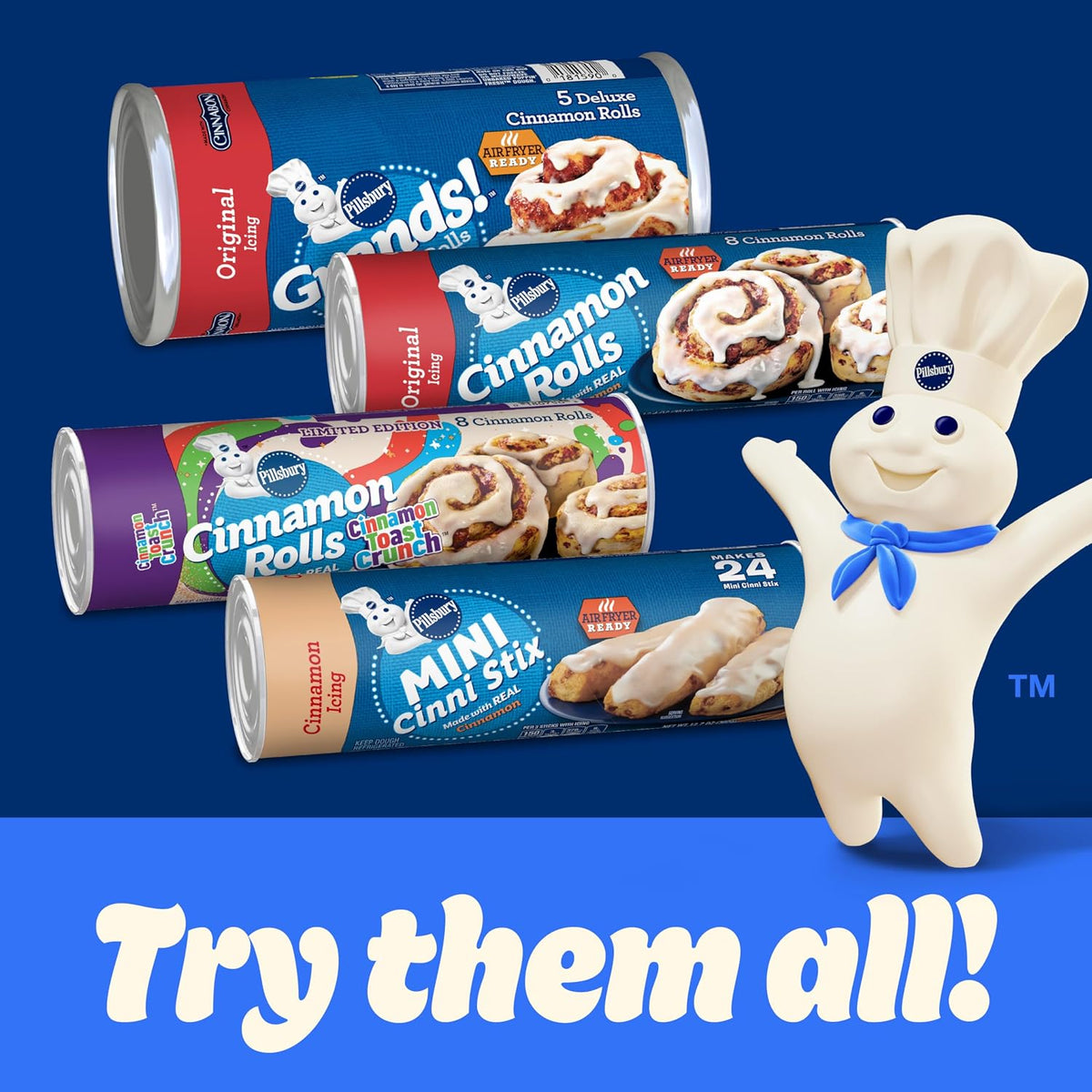 Pillsbury Grands! Cinnamon Rolls with Cinnabon Original Icing – Easy Home Office Brunch Addition, Five Cinnamon Rolls for a Focused Morning