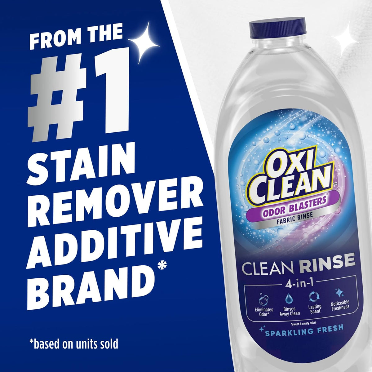 OxiClean Odor Blasters Fabric Rinse – Travel-Friendly Odor Eliminator for Hiking Clothes and Outdoor Linens, Concentrated 2 fl oz Dose, 50 fl oz