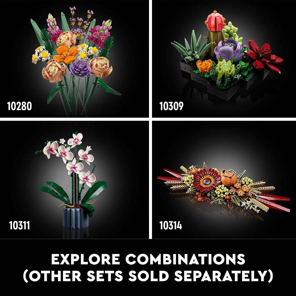 part of the lego botanicals collection for adults, compatible with other floral sets