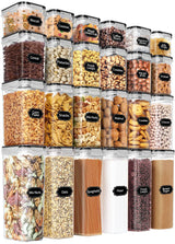 PRAKI 24 PCS Airtight Storage Containers – Labeled Canister Set for RV Galley and Small Apartment Pantry Workflows