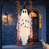 Halloweenify Ghost Swing Light – Child-Safe Hanging Ghost with Auto Timer & No Flame LED Glow for Family Halloween