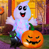 COMIN Child-Friendly 5FT Halloween Blow Up Ghost Cat and Pumpkin for Nursery Doorway and Party Floor