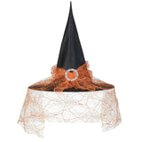 Leuceiy Wide-Brim Witch Hat – Decorative Halloween Accent for Themed Dinner Parties, Durable Seasonal Decor with Attached Veil