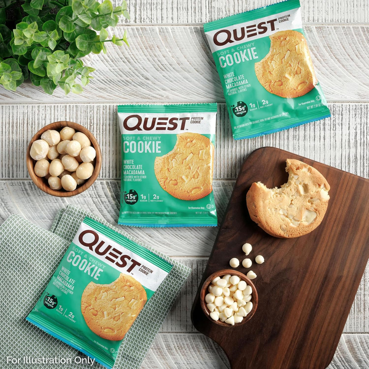 Quest Nutrition Double Chocolate Chip Protein Cookie – Quick Coffee Pairing for Fast Breakfast Before Standups, 15g Protein Snack 4 Count
