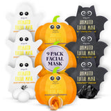 SpaLife Pumpkin Ghost Bat Sheet Mask Trio - High-End Seasonal Skincare Experience, Spa Quality Masks for the Vanity Counter