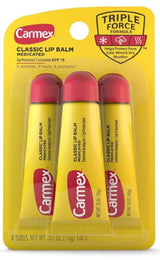 Carmex Classic Lip Balm, 0.35 Ounce (Pack of 3) – Intentional Multi-Pack for Capsule Bathroom and Travel Kits
