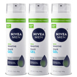 NIVEA MEN Sensitive Shave Gel – Intentional Daily Shave for Sensitive Skin, One-Step Soothing Formula, 7 Oz, Pack of 3