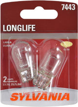 SYLVANIA 7443 Long Life Miniature Bulb for DRL and Reverse Fitments, Streamlined Plug-In Installation