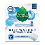 Seventh Generation Dishwasher Detergent Packs Free & Clear for Asthma-Safe Kitchens and Allergy-Sensitive Homes, Plant-Powered Single-Dose