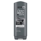 Dove Men+Care Charcoal + Clay 2-in-1 Men’s Wash, Durable Recycled Bottle for Post-Workout Showers On the Go