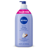 NIVEA Shea Nourish Body Lotion – Hypoallergenic Daily Hydration Tested for Safe Everyday Use at Home, 33.8 Fl Oz