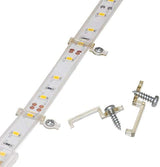 LuminEdge LED Strip Mounting Clips – Garden Pathway and Fence Post Outdoor Holders, 100 Clear Brackets