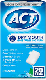 ACT Dry Mouth Gum – Bedside Ritual for Nighttime Xerostomia Relief, Sugar Free Soothing Mint