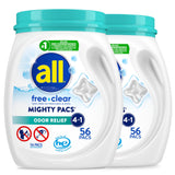 All Mighty Pacs Free Clear Laundry Pacs – Hypoallergenic Detergent for Mindful Sensitive Skin Care