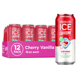 Sparkling Ice Caffeine Black Raspberry Sparkling Water for Backyard Patio, Recyclable 16 oz Cans for Outdoor Refreshing
