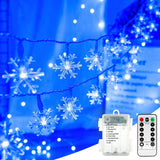 BrizLabs Snowflake Lights – Toddler Room Winter Theme, Cool to Touch 16ft Battery String with 8 Modes