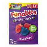 Funables Fruity Snacks Mixed Berry Pouches, Back-to-School Lunchbox Snack for Kids and Tweens, Bulk 22-Count Box