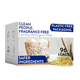 The Clean People Laundry Detergent Pods - Toxin-Free Detergent Pods for Allergy-Prone Households, Baby Unscented 96 Pack