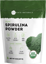 Kate Naturals Organic Spirulina Powder – Daily Antioxidant Support for Mindful Wellness Enthusiasts, 8 oz