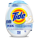 Tide Free and Gentle Laundry Detergent Pacs for Fragrance-Free Bedding and Linen Care, Sensitive Skin Formula
