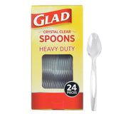 Glad Clear Plastic Spoons for Living-Room-Style Buffet Tables, Clear Neutral Disposable Spoons for Themed Decor, 24 Count