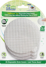TubShroom Toss Disposable Mesh Drain Cover 26 Pack - Effortless Hair Catcher for Clutter-Free, Low-Maintenance Bathrooms