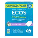 ECOS Hypoallergenic Detergent Sheets – Phosphates and Parabens Free for Safer Family Laundry, 64 Count