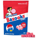 Bazooka Sugar-Free Gum Cubes – Grandma and Grandpa Approved Treat for Grandkids, Soft Chewy 100-Count Bag with Joe Comics