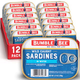 Bumble Bee Sardines No Salt Added - Bug Out Bag and Emergency Ration Supply, 3.75 oz Tin (Pack of 12)