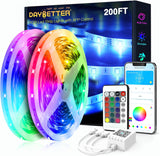DAYBETTER LED Strip Lights 50ft – Modern Bedroom Decor with App-Controlled Color Changing