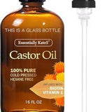 Essentially KateS Castor Oil 16 Fl Oz Glass Bottle with Pump – Thoughtful Gift for Women Who Love Clean Beauty