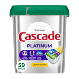 Cascade Platinum Lemon Dishwasher Soap – Family Dining Area Pods, 59 Count Premeasured