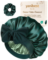 YANIBEST Silk Feel Satin Bonnet – Bedtime Hair Wellness Ritual for Coily and Textured Hair, Breathable Night Cap