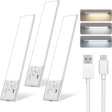 FBY Motion Sensor Under Cabinet Lighting, Safe Battery Powered LED for Kids Rooms and Senior Fall Prevention, USB-C Rechargeable 3-Pack