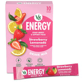 V8 Energy Strawberry Lemonade Energy Drink Powder for Mid-Afternoon Work Boost, No Crash Caffeine
