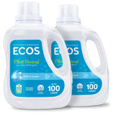 ECOS Hypoallergenic Laundry Detergent – Single-Step Wash Replacing Fabric Softener for Less-is-More Living, Free & Clear 50 Fl Oz