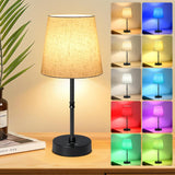 BRIGHTY — Cordless Minimalist Desk Lamp for Clutter-Free Counters, Rechargeable LED in Neutral Linen and Matte Black