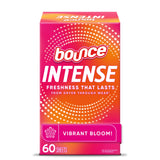 Bounce Intense Dryer Sheets Vibrant Bloom 60 Count Elegant Jasmine and Pear Fragrance Sheets for Designer Linens