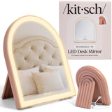 Kitsch Arch Vanity Mirror – Uncluttered Desk Accessory with Cordless LED Design, Clean-Lined Minimalist Mirror