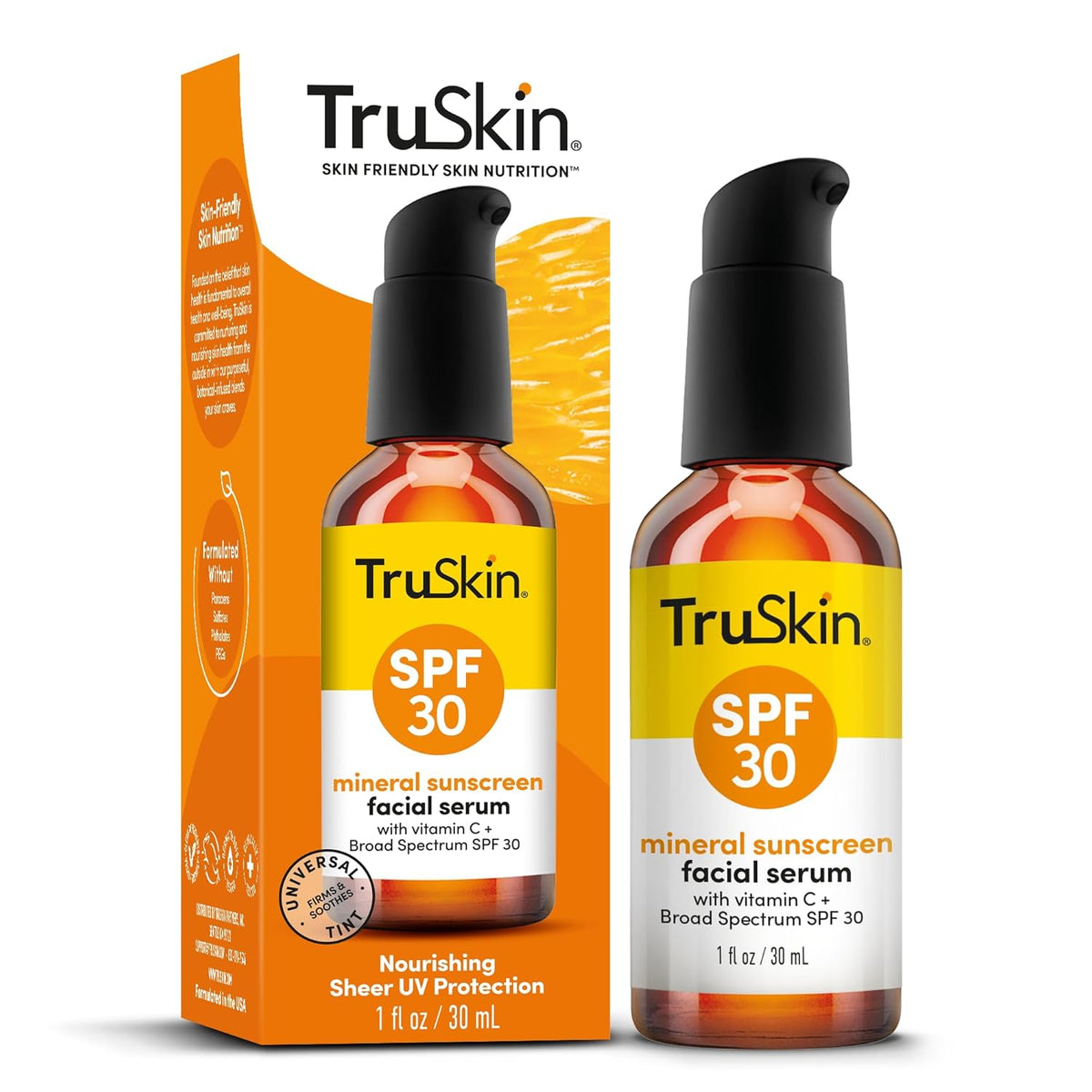 TruSkin Sunscreen Serum for Face - SPF 30 Tinted Mineral Sunscreen for a Clean, Clutter-Free Vanity