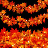 Meknow Maple Leaf Garland – Weatherproof 9ft Fall Lights Garland for Outdoor Wedding Venues and Backyard Parties
