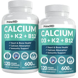 PrimeMD D3 K2 Calcium B12 Capsules – Self-Care Routine for Aging Well, 480ct Pack of 4
