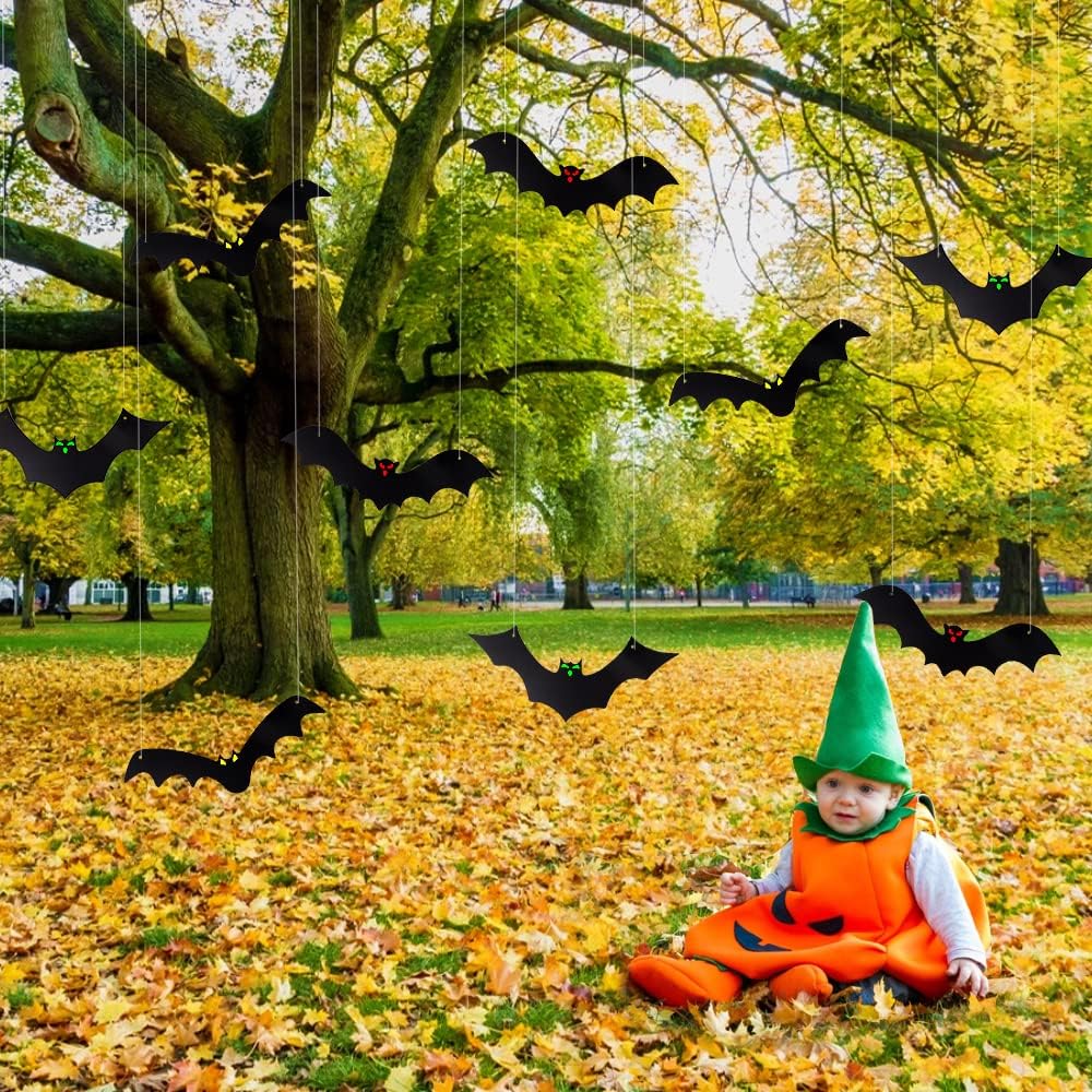 YUJUN 3D Halloween Decoration Gift – Ready-to-Hang 12PCS Bat Pack for Friends and Family