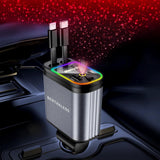 LISEN 4-in-1 Car Charger Retractable – Holiday Gift for New Drivers and College Students, USB-C USB-A Car Charging Station