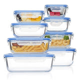Vtopmart 8 Pack Glass Food Storage Containers with Airtight Lids – Stackable Nesting Set for Clutter Free Cabinets