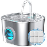 PawPurity AquaStream Pet Fountain – Clean-Lined Hydration for Open-Plan Living, Neutral Stainless Steel 2.2L