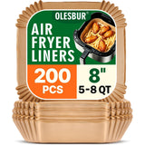 OLESBUR Air Fryer Liners Disposable – Holiday Gift Basket Addition for Air Fryer Owners, 200 Pcs 8 Inch Parchment Liners