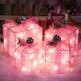 Set of 4 Christmas Lighted Gift Boxes – Auto Timer Glow Lights for Kids Christmas Nighttime